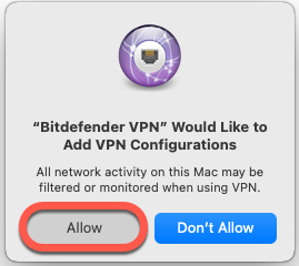 Allow Bitdefender VPN