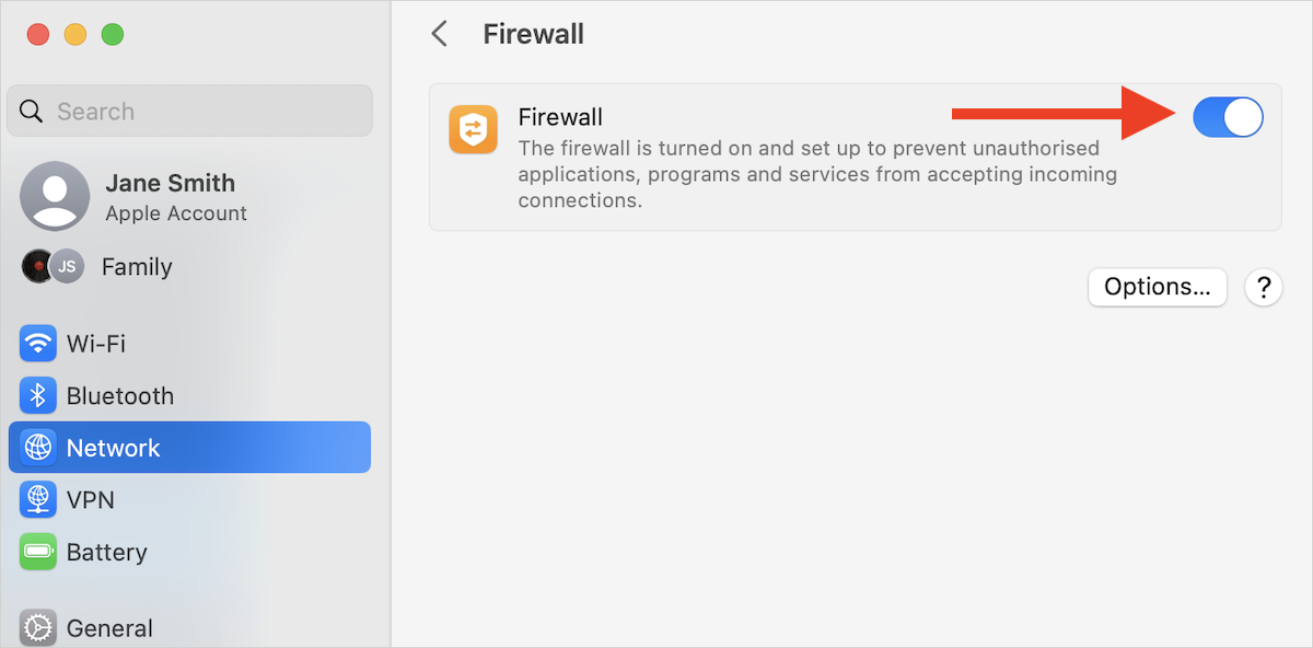 Firewall ausschalten - macOS