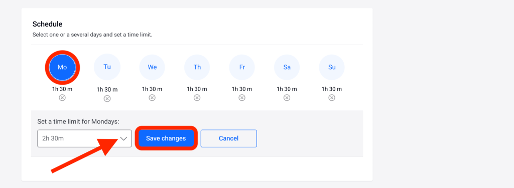 Schedule - Save changes