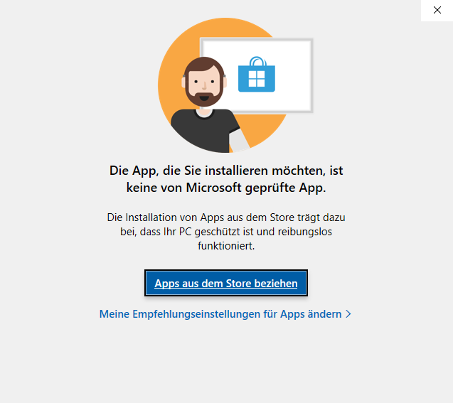 Die App, die Sie installieren möchten, ist keine von Microsoft geprüfte App