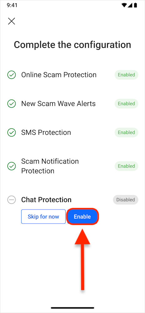 Chat-Schutz - einrichten Scam Copilot Android