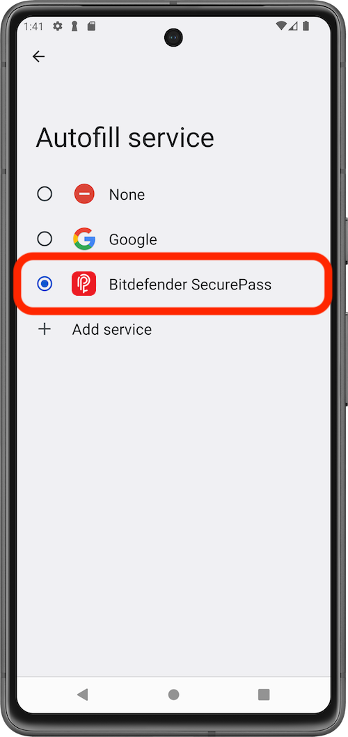 Automatisches Ausfüllen von Passwörtern auf Android mit Bitdefender SecurePass