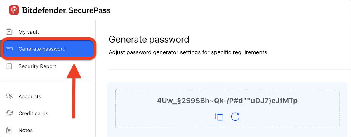 Bitdefender SecurePass - Passwort generieren