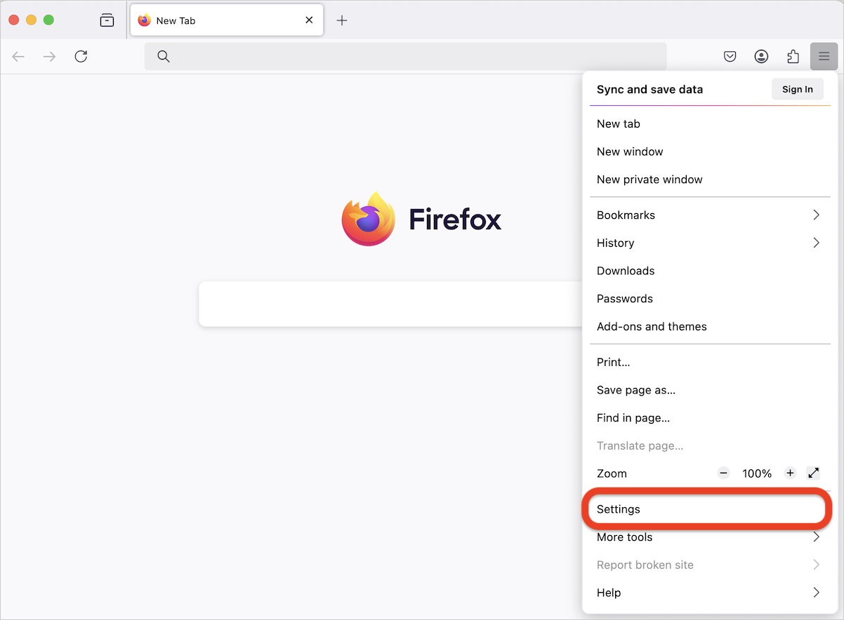 Firefox-Menü